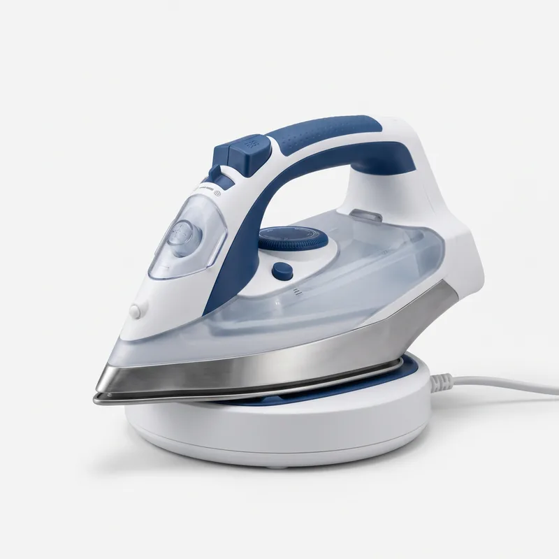 Cordless steam iron on its charging base